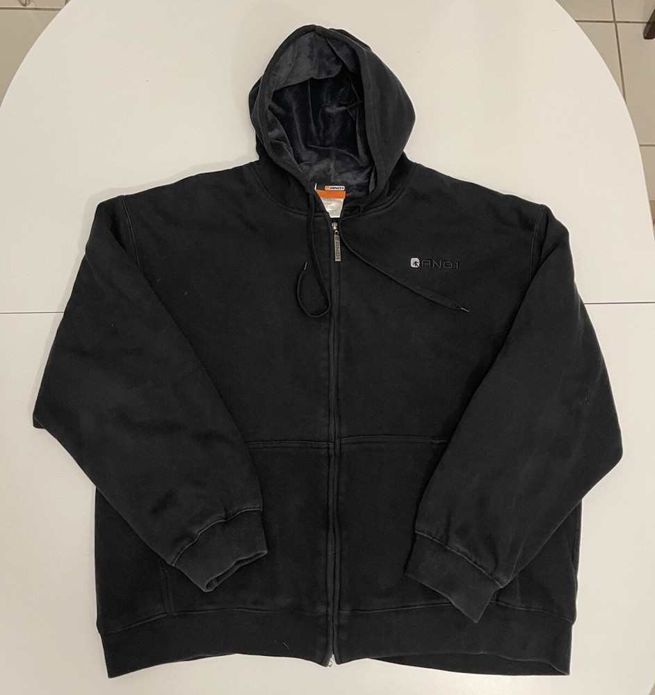 AND 1 Sweatshirt Hoodie Zip Up Mens Size 2XL Fleece Interior Black Long Sleeve