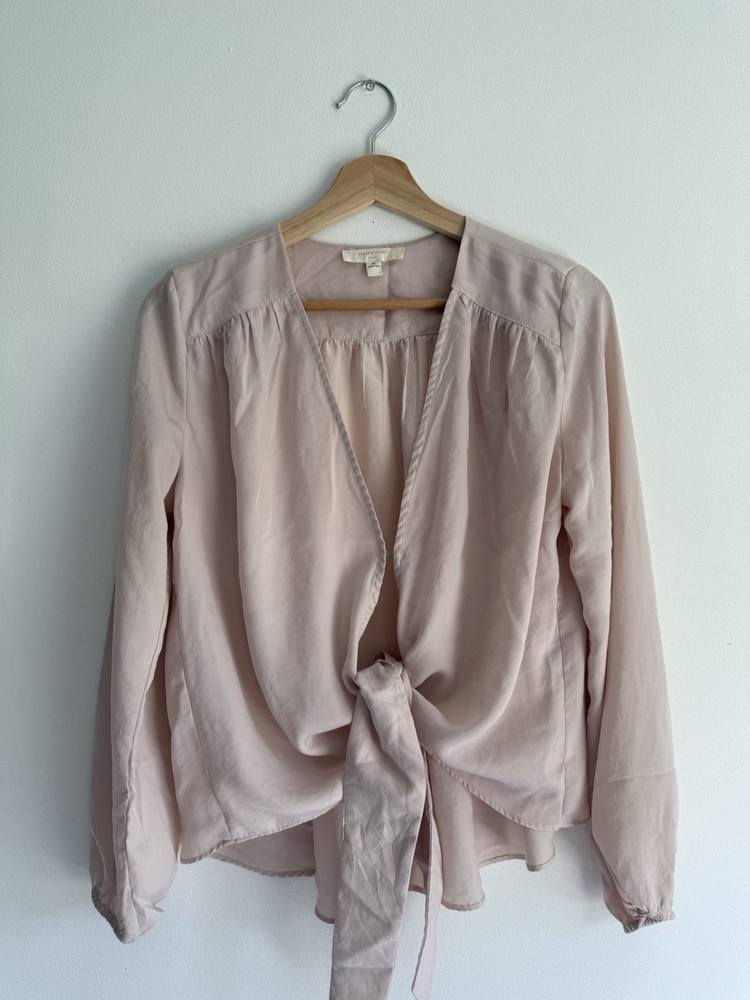 Grade & Gather Women’s Blush Tie-Front Blouse – Size M – Soft Lightweight Top
