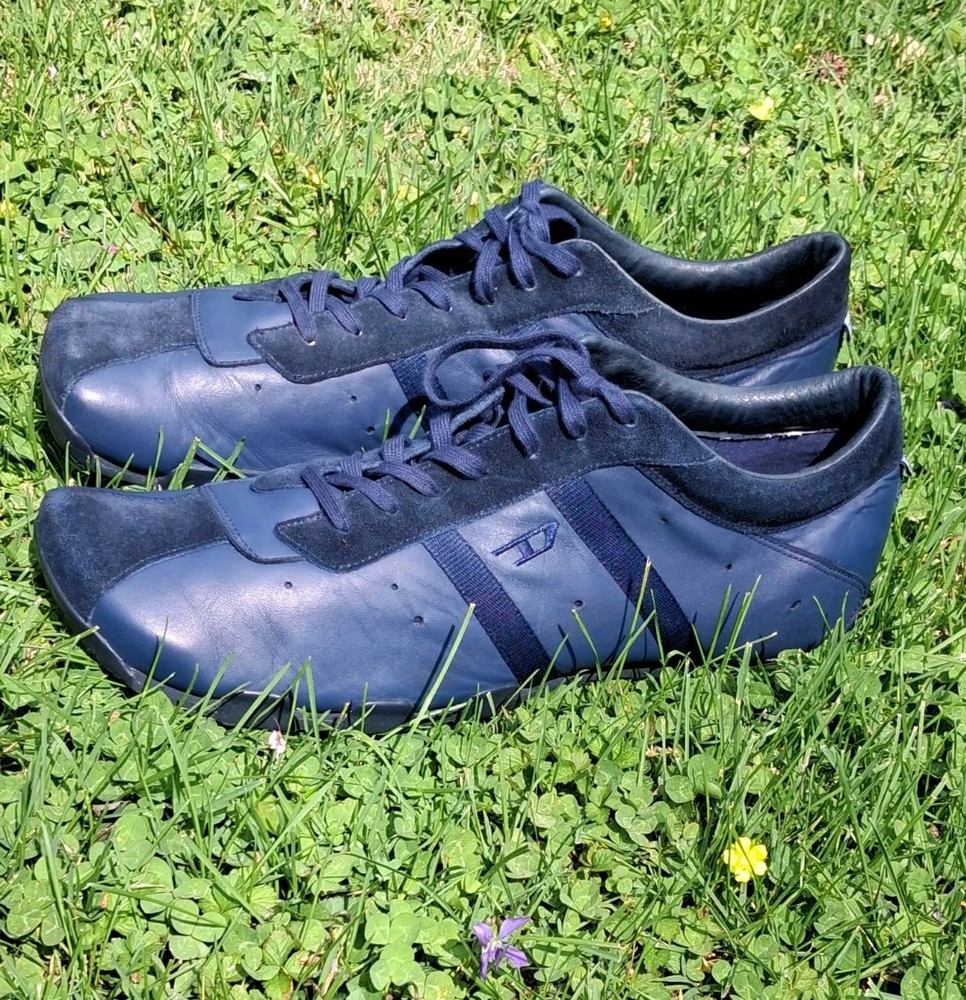 Diesel Wish Blue Leather Suede Shoes Trainers Square Toe Vtg Mens Sz 16 Y2K