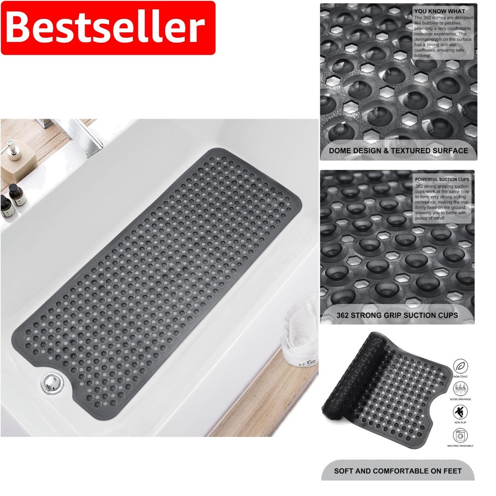 Extra Large 40 x 16 Inch Non-Slip Bath Mat - Machine Washable Safety Solution