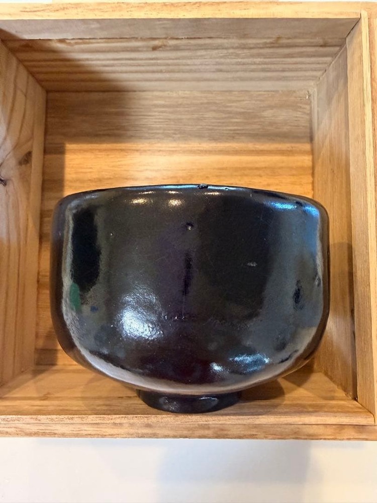 Black Glaze Matcha Tea Bowl Signed Tea Utensils No Box