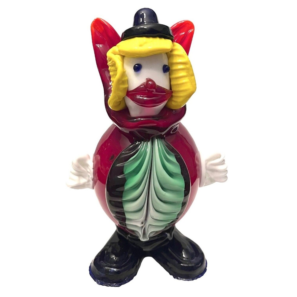 VTG Murano Italy Fratelli Pitau Glass 7-Inch Clown Ball Figurine Art Paperweight
