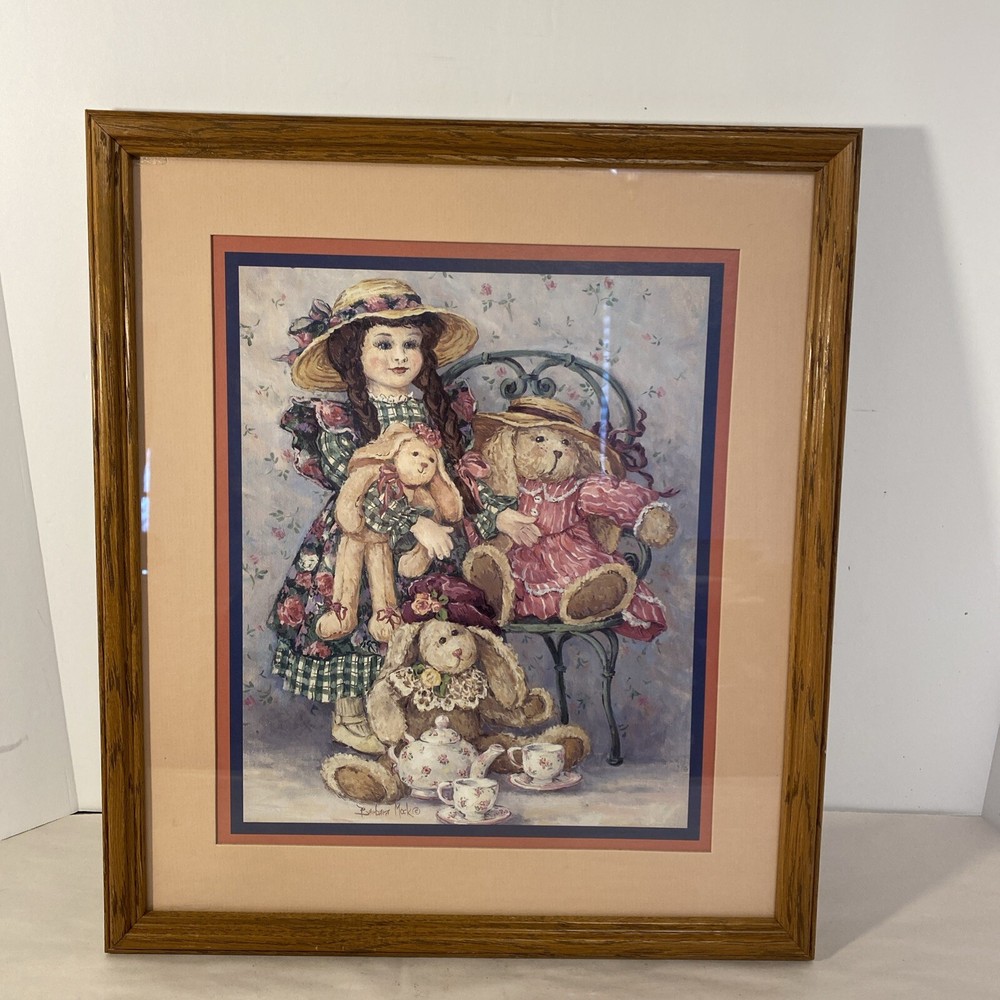 Home Interiors & Gifts Barbara Mock Print Little Girl Tea Party Framed & Matted