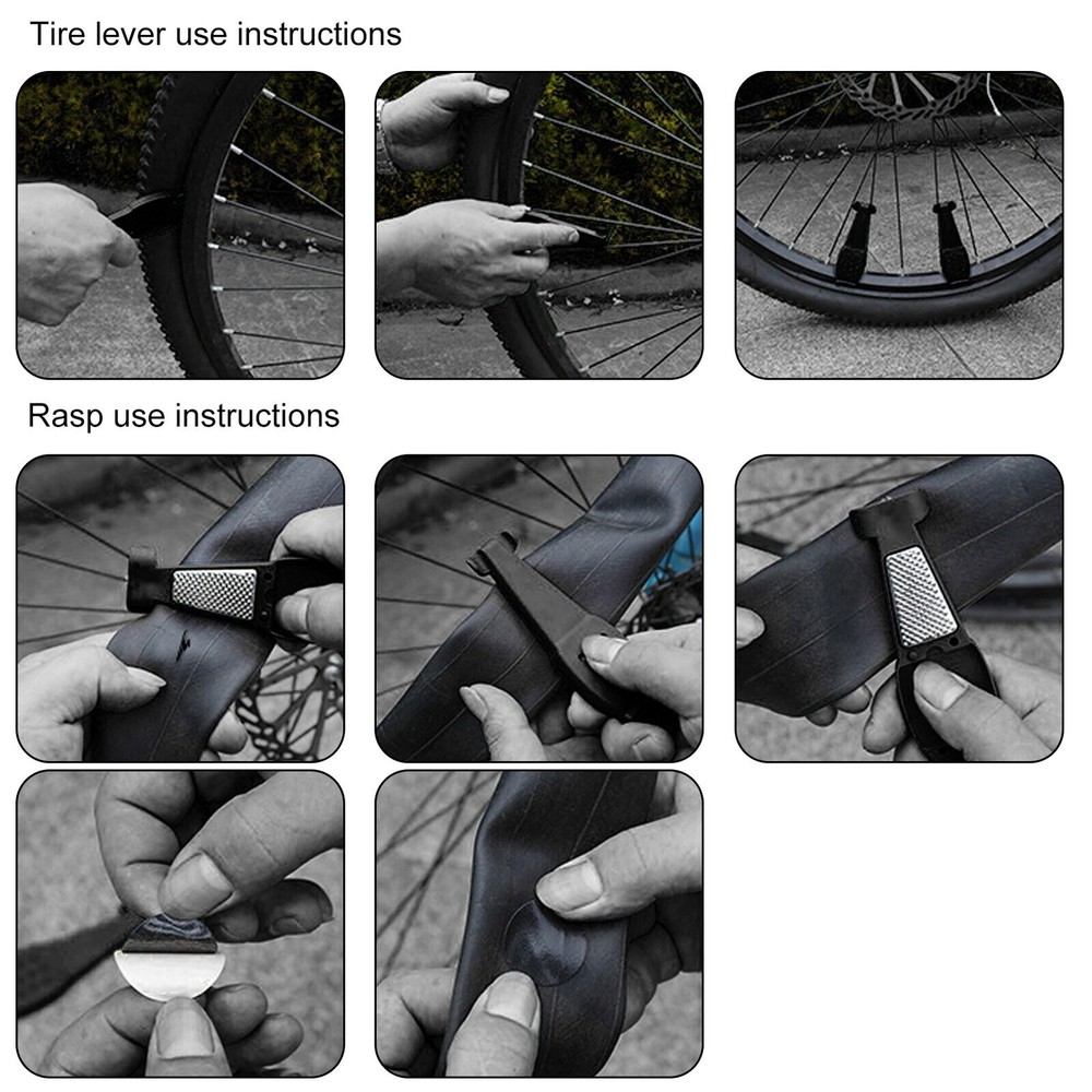 Bicycle Tire Puncture Repair Kit Bike Tire Lever Set Tyre PatchesLevers Rasp