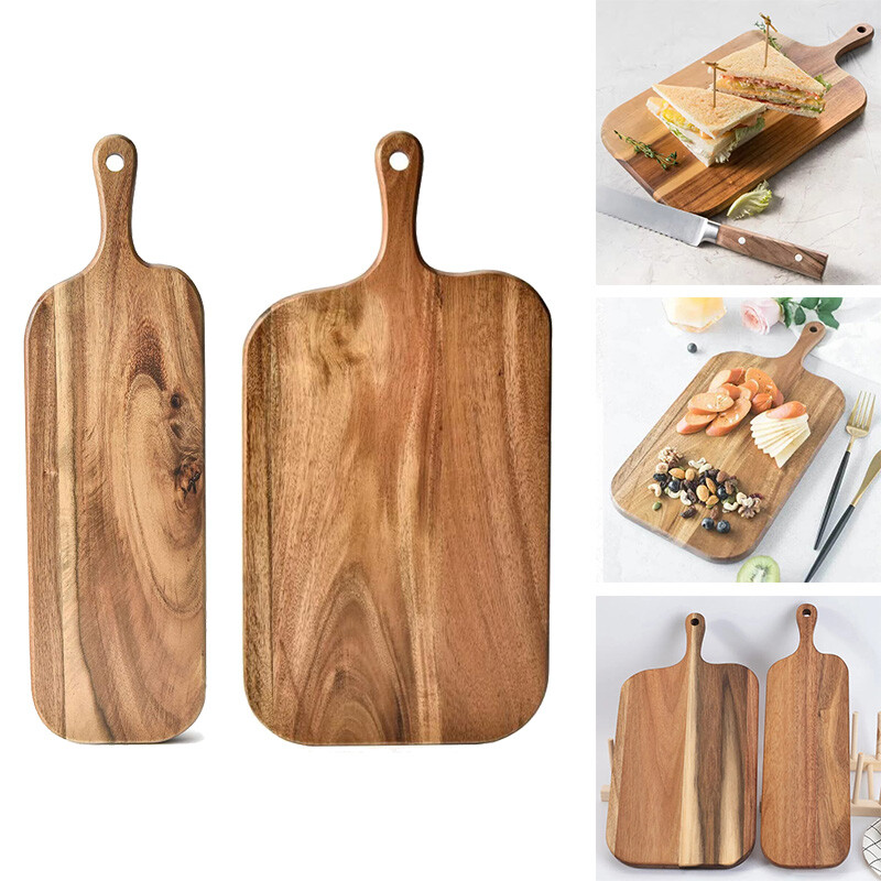 Acacia Wooden Chopping Board Serving Platter Kitchen Cutting Bread Fruits Plates-image