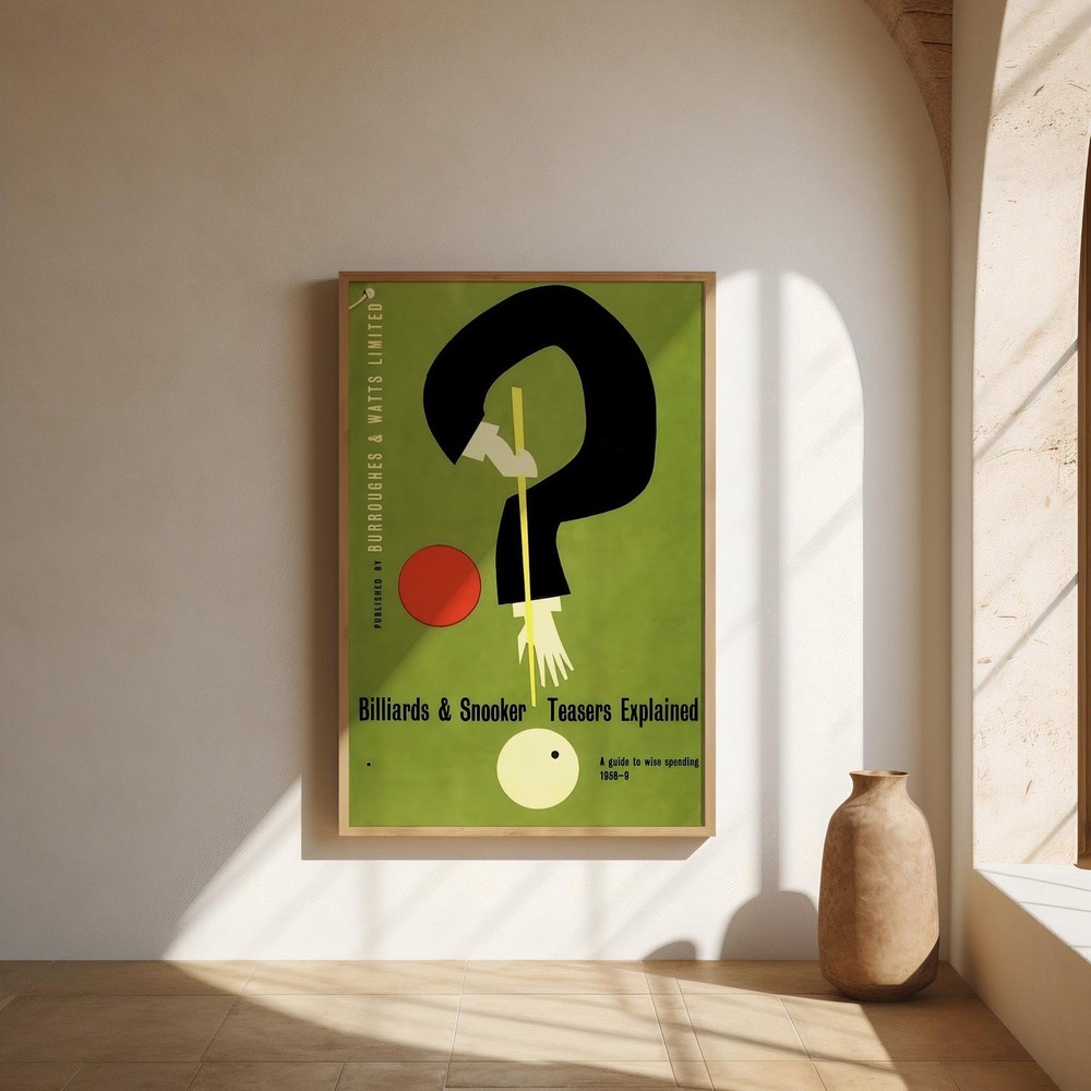 Vintage Billiards Poster, Mid-Century Game Room Wall Art, Retro Sports Print