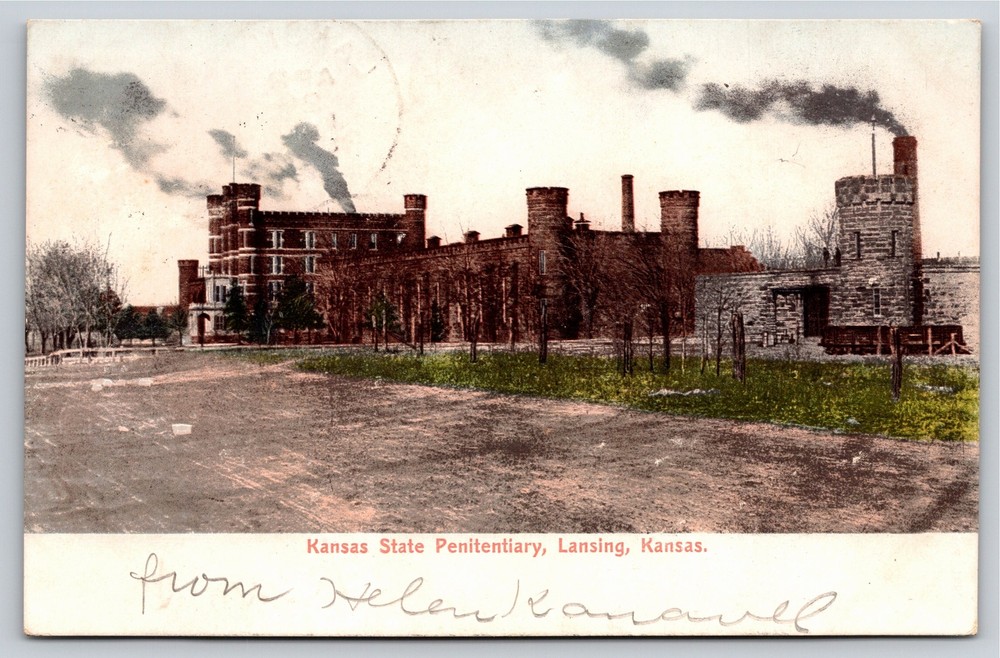 Lansing Kansas~Side View of State Penitentiary~Vintage Postcard