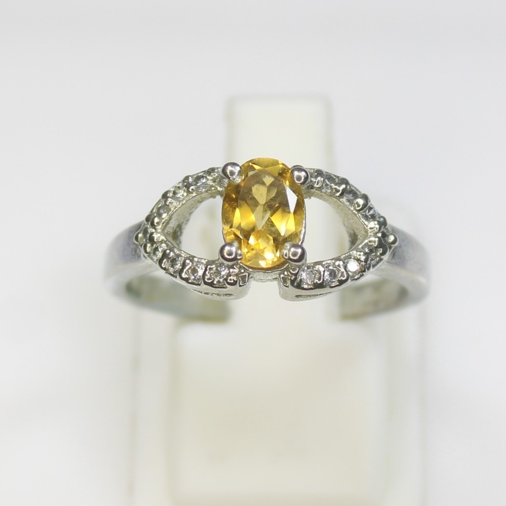 Natural Yellow Citrine Solitaire Ring in Sterling Silver - All Sizes Available
