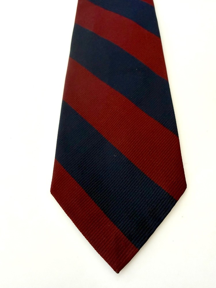 Vintage 50s Robert Talbott Carmel by the Sea Pebble Beach Tie Maroon Navy Stripe