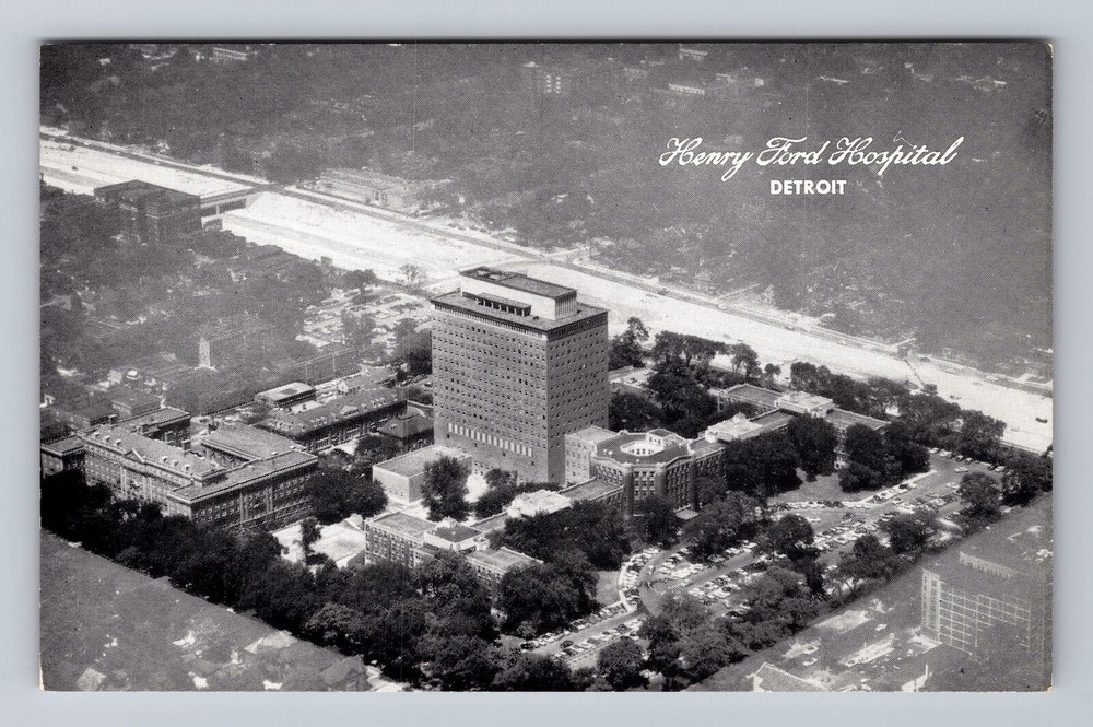 Michigan MI Detroit Aerial View Henry Ford Hospital Vintage Postcard