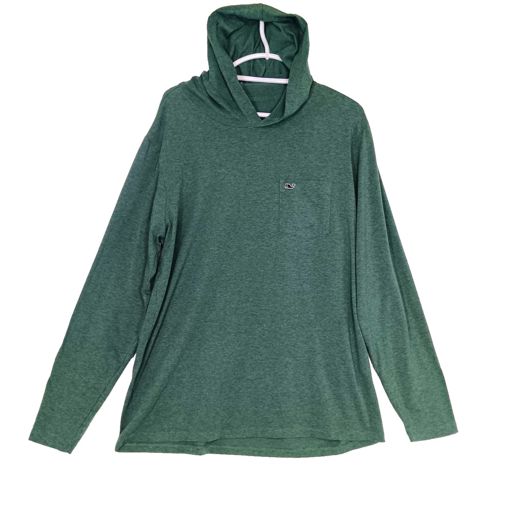 Vineyard Vines Edgartown Hoodie T Shirt Mens Large Green Long Sleeve Pima Cotton