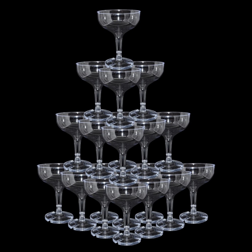 50-Pack 5oz Plastic Champagne Coupe Glasses - Disposable Party Cups for Celebrations
