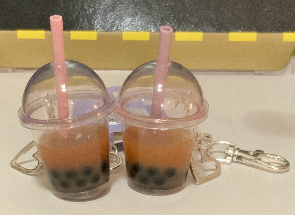 Boba Tea Keychain With Heart Charm