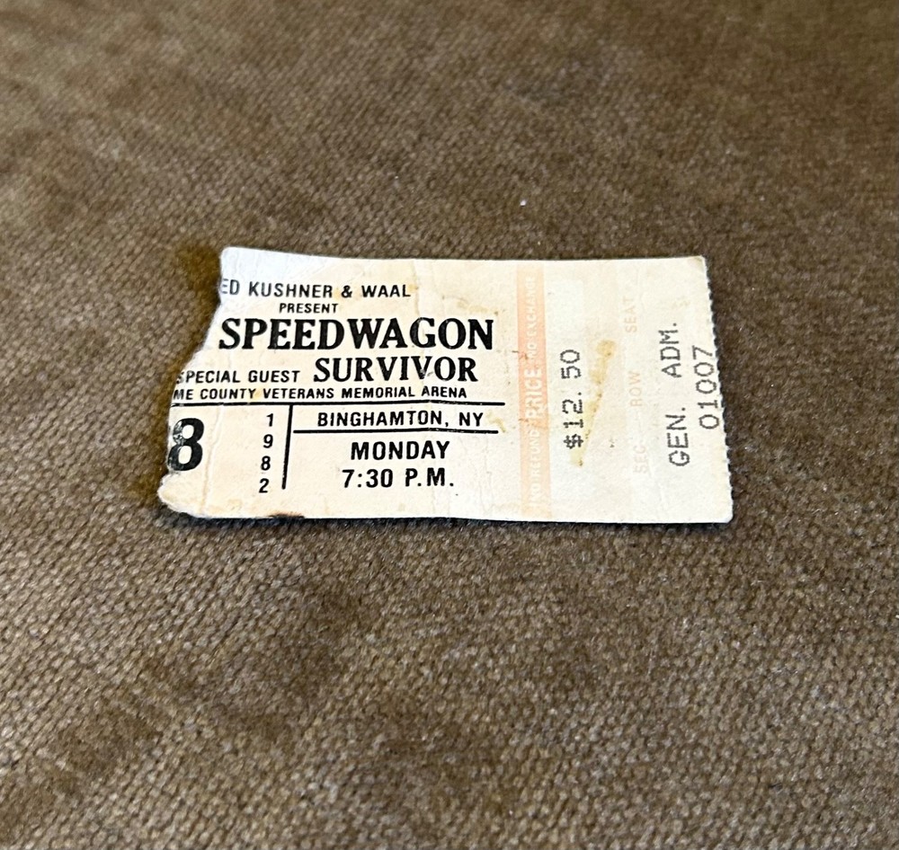 REO Speedwagon Survivor Concert Ticket Stub 1982 Binghamton NY