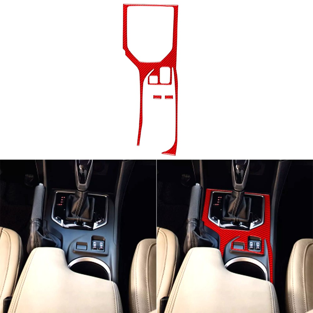 Red Carbon Fiber Gear Shift Panel Cover For Subaru Impreza XV Crosstrek 2017-22