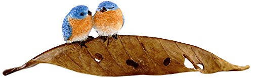 Miniature Fairy Garden and Terrarium Statue, Bluebirds on Leaf