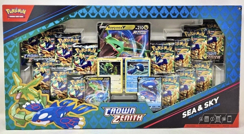 Pokemon TCG Crown Zenith Sea and Sky Premium Collection Box SEALED 14 Packs