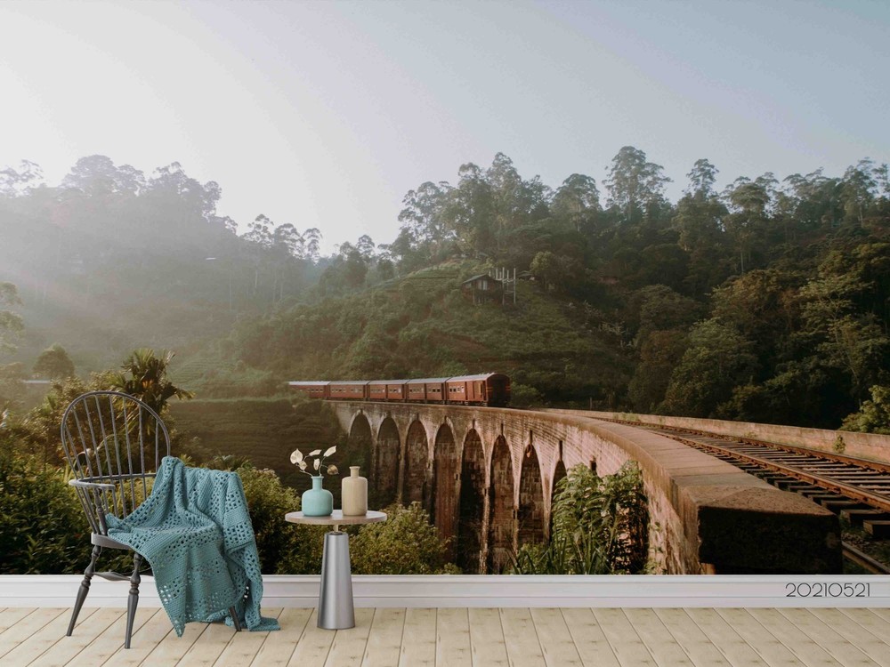 3D Forest Train Railway Landscape Wall Murals Wallpaper Murals Wall Sticker