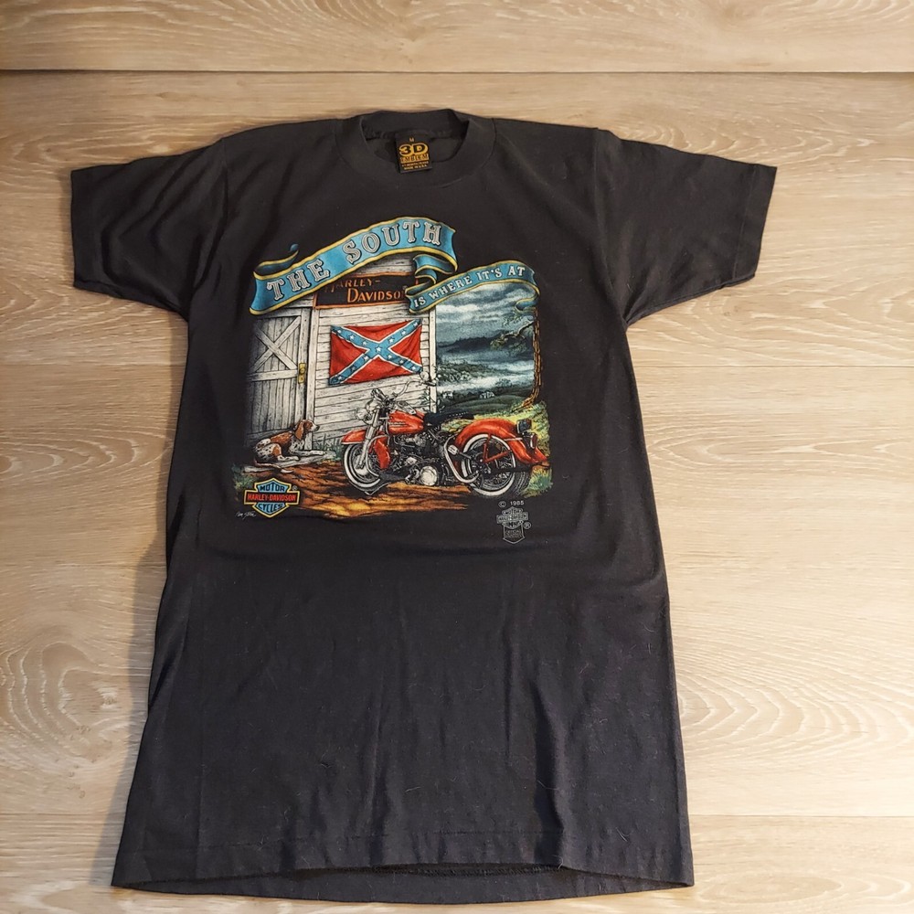 1985 3D Emblem Harley Davidson The South T Shirt, Vintage Tee, Grail, Size M Tag