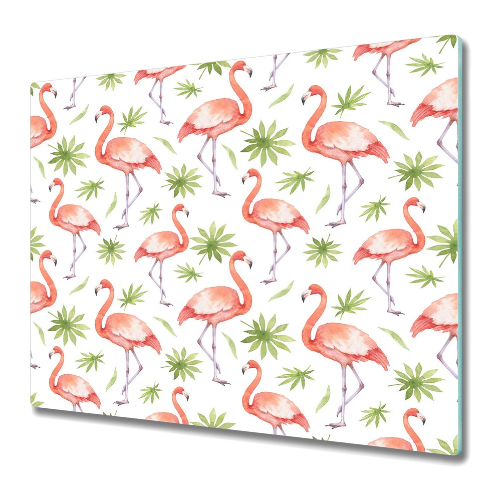 Glass Surface Protector Worktop Saver Leaves Flamingo Tropical Exotic 60x52