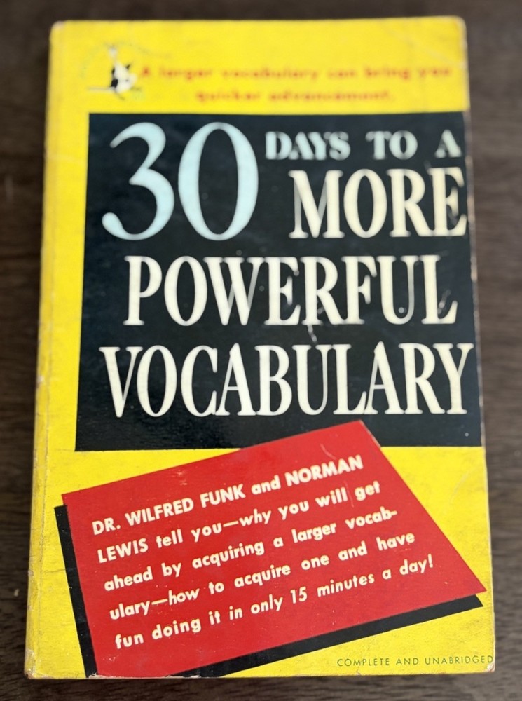 30 Days to a More Powerful Vocabulary 1953 Pocket Book Vintage Self Help PB