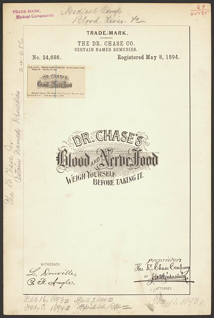 The Dr. Chase Co. for Dr. Chase's Blood and Nerve Food brand Certain Named