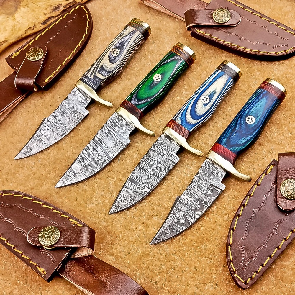 4 Pcs Damascus Blade Skinner Knives Set | 6