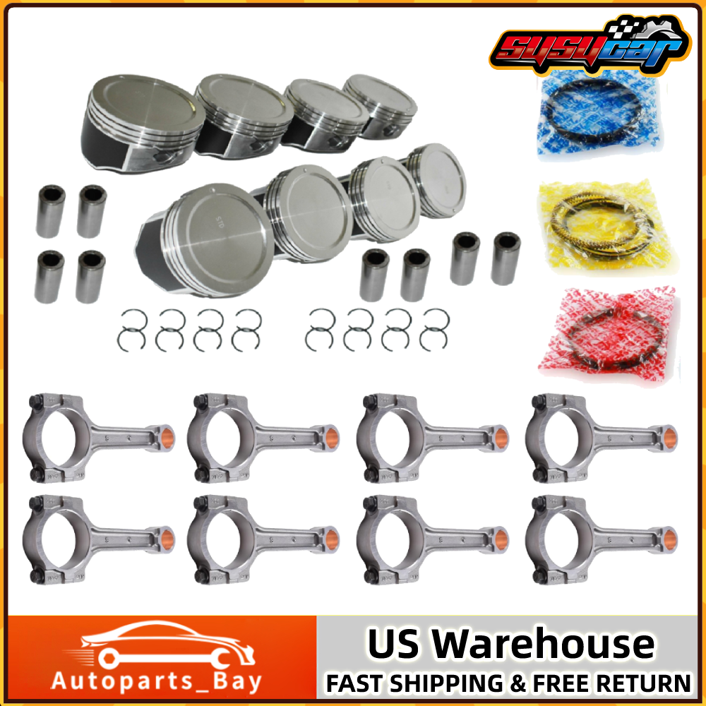 8pcs STD Pistons & Connecting Rods for 1999-1904 Chevy GMC Buick 5.3L V8 OHV