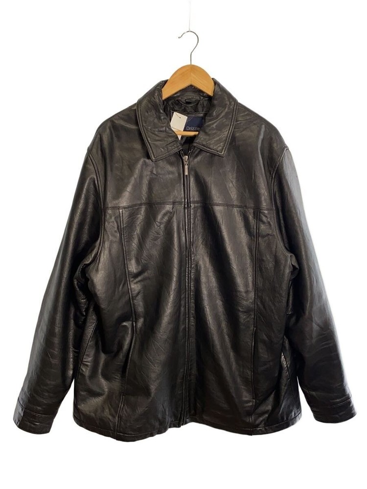 Leather Jacket Blouson/-/Cowhide/Blk/Plain/Drizzle 3500