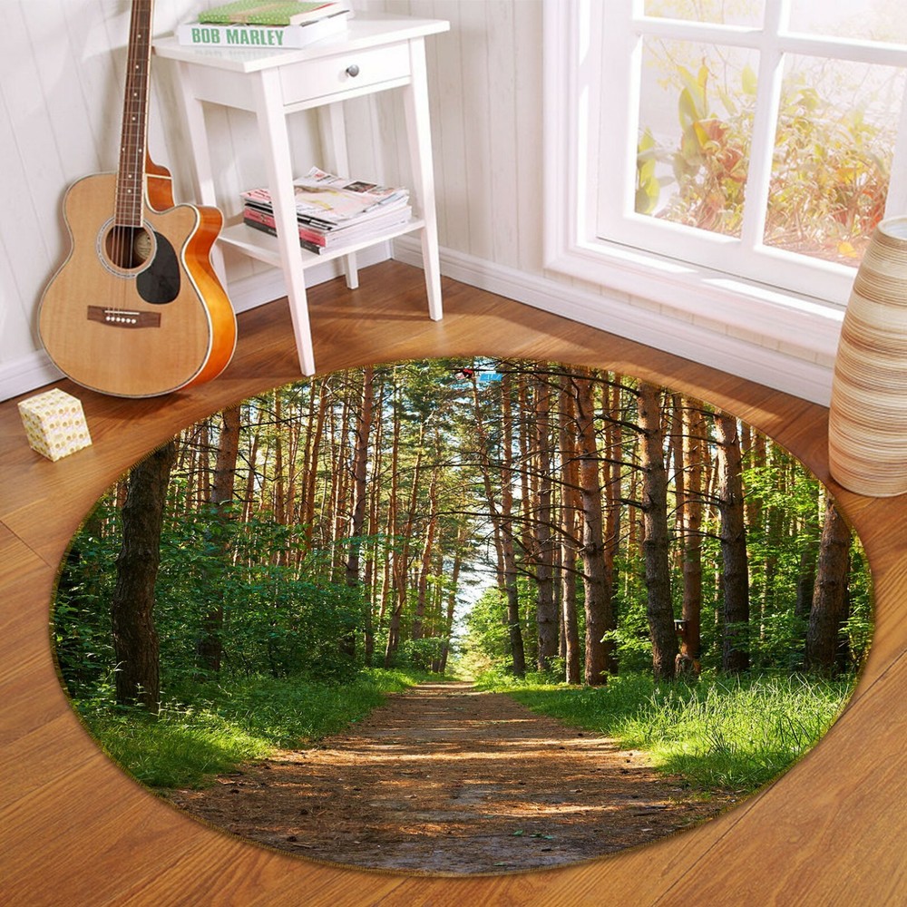 3D Green Forest Path NAO4441 Game Rug Mat Elegant Photo Carpet Mat Fay