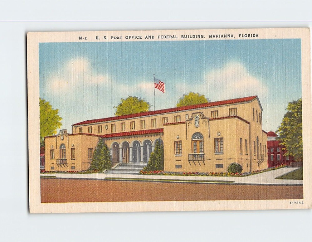 Postcard US Post Office And Federal Building Marianna Florida USA