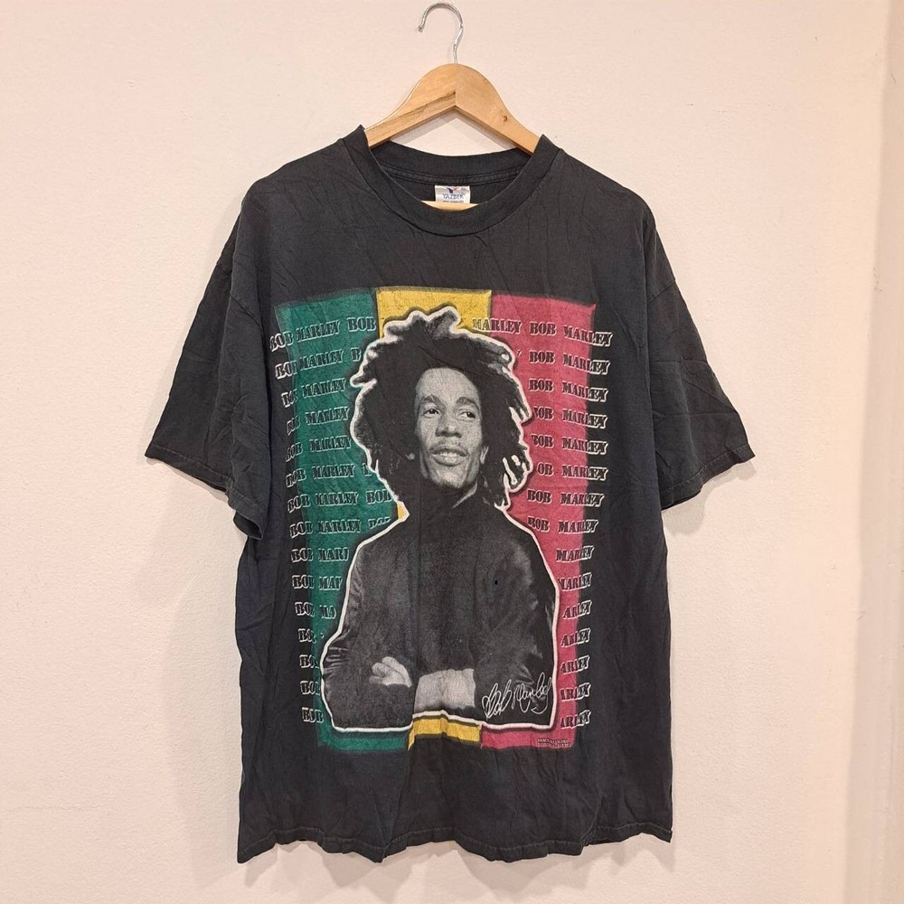 Vintage bob marley t shirt 90s size XXL Black cotton Retro Tee  Tour Reggae