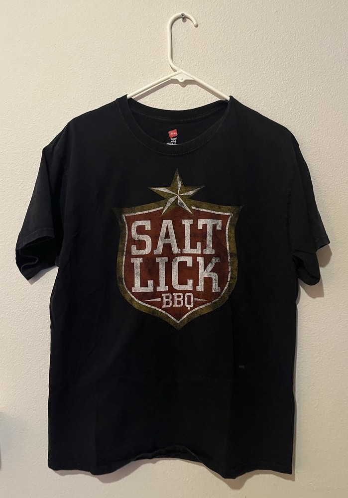 Lone Star Logo Style Salt Lick BBQ T-shirt Large Hanes Black Tagless