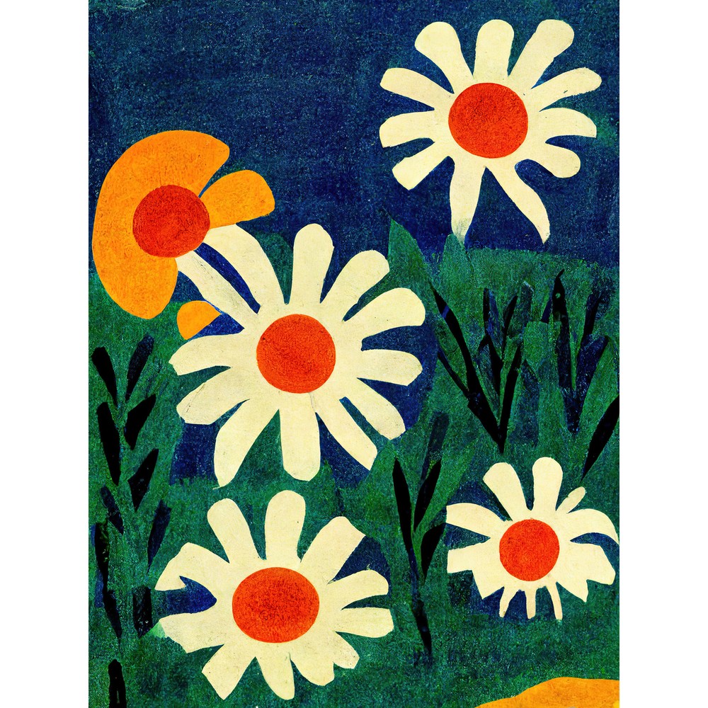 Daisy Meadow Flowers Abstract Matisse Huge Wall Art Poster Print Giant