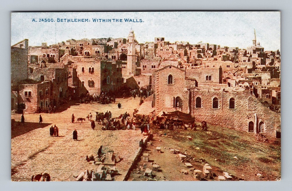 Israel- Bethlehem Inside The Walls Souvenir Old PC Card View Vintage Postcard