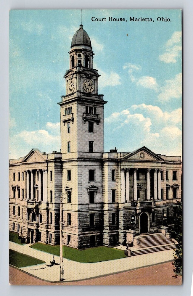 Marietta OH-Ohio, Court House, Antique, Vintage Souvenir Postcard