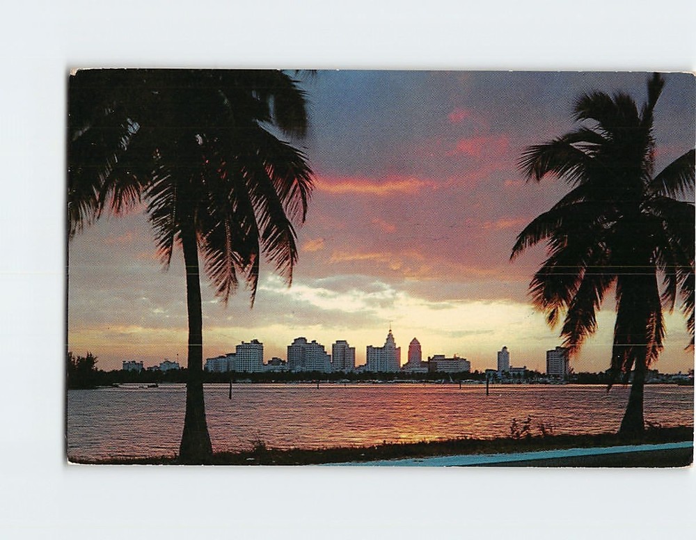 Postcard Sunset Over Miami Florida USA