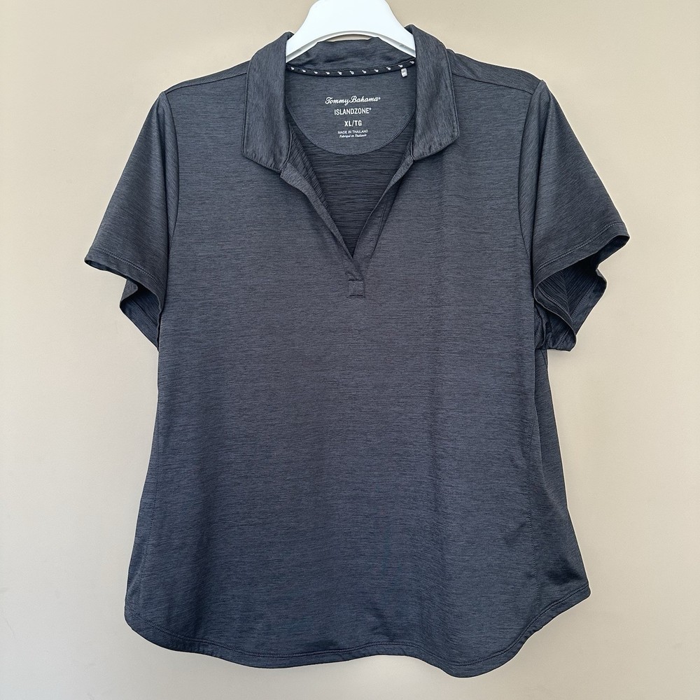 Tommy Bahama IslandZone Collared Shirt Women XL Slinky Gray Golf Perfomance Polo