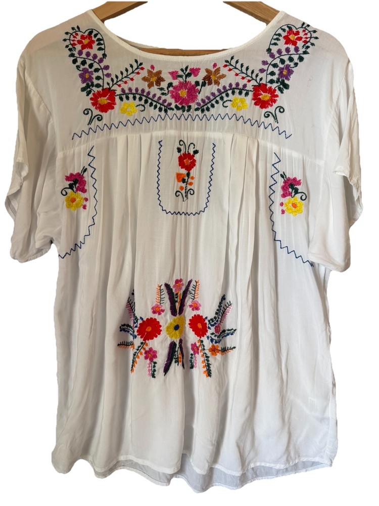 Embroidered Hippie Boho Colorful Light Casual Sz L  Woman’s Tunic