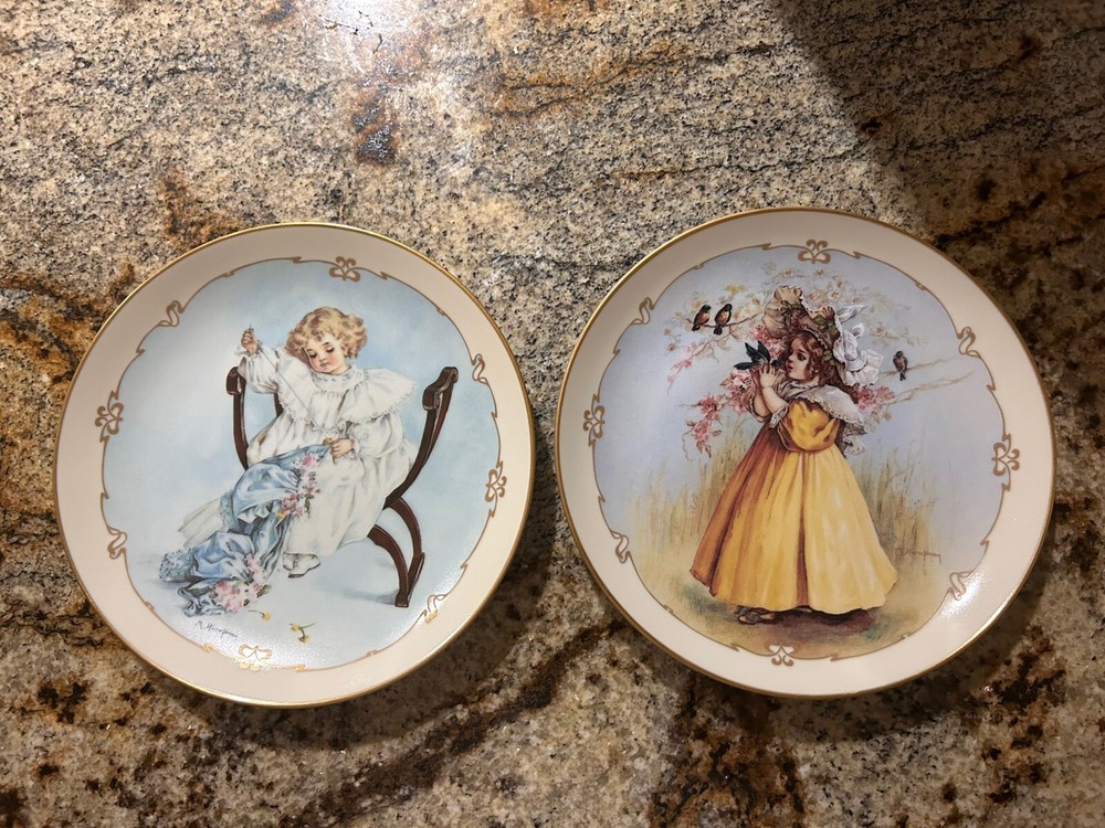 Lot of 2 Little Ladies Maud Humphrey Bogart Vintage Hamilton Plates Certified
