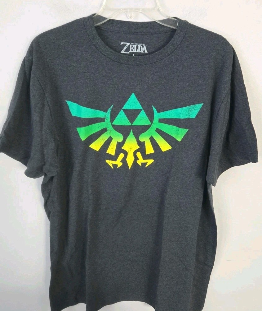 Legend of Zelda T Shirt Mens Large Gray Triforce Logo Nintendo Graphic Tee Gamer