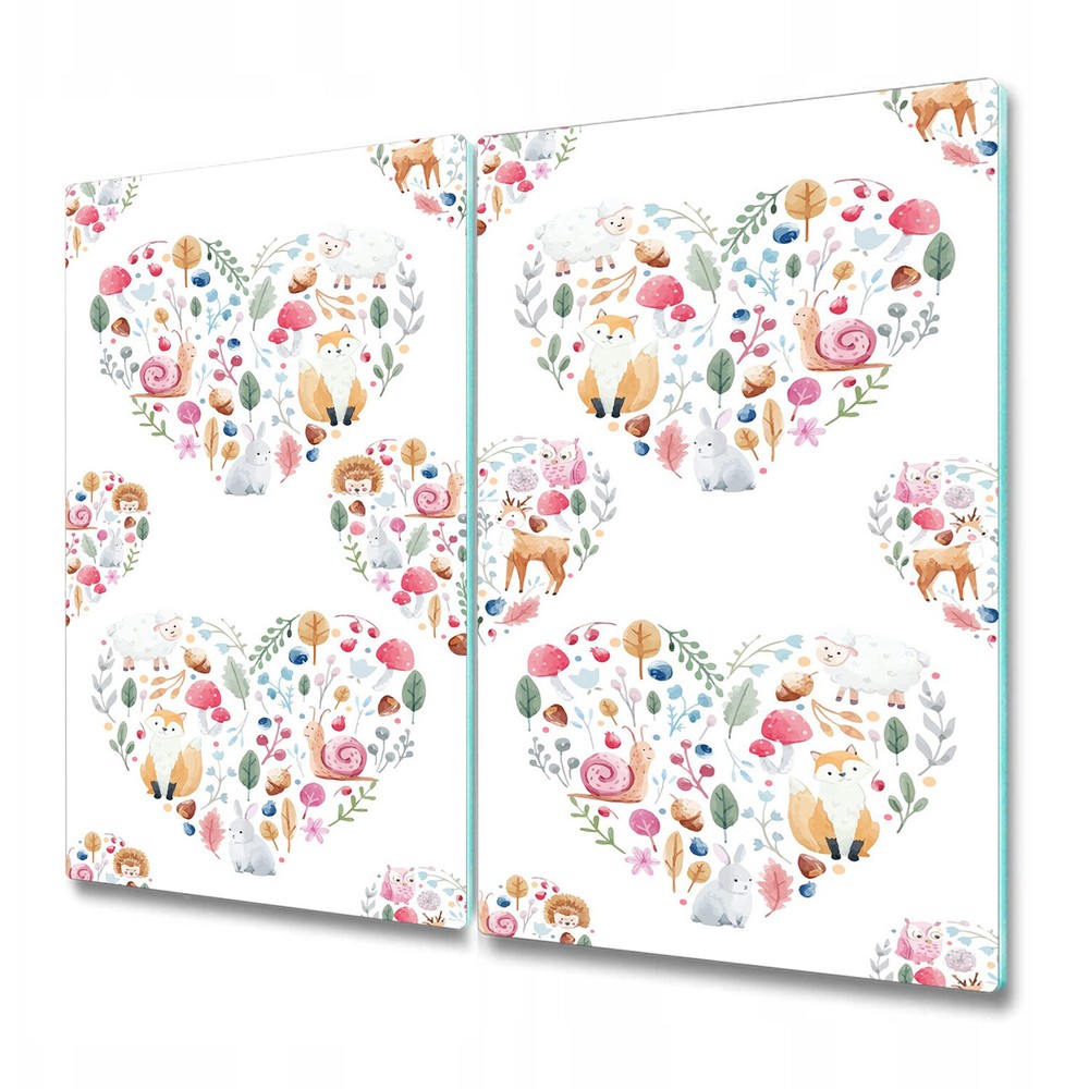 Glass Bread Board Kitchen Worktop Saver Forest Fox Rabbit Trees Nature 2x30x52