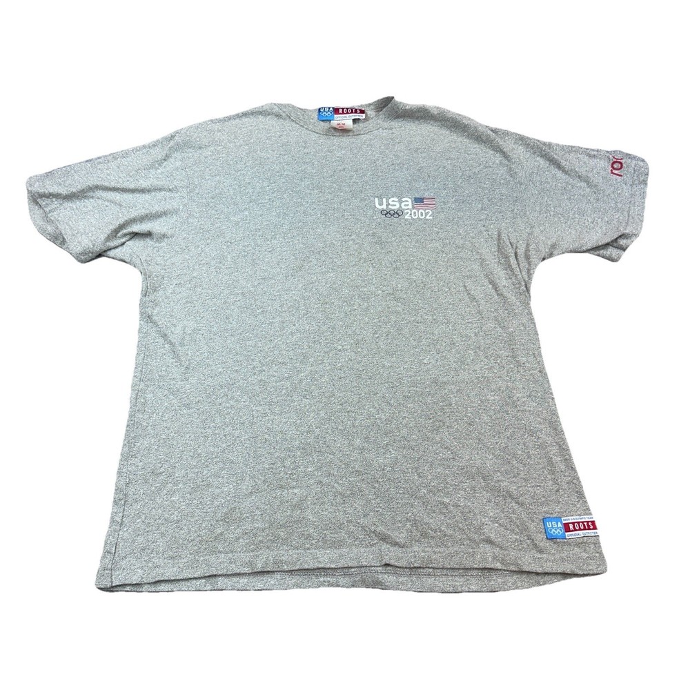 ROOTS OFFICIAL OUTFITTER MENS WINTER OLYMPICS GRAY T-SHIRT SIZE Medium VINTAGE