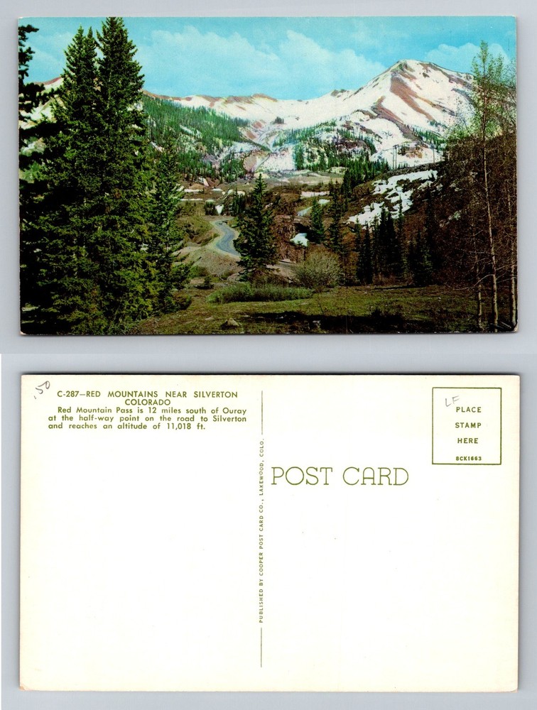 Silverton, CO-Colorado, Red Mountains Scenic Pass Highway View Vintage Postcard