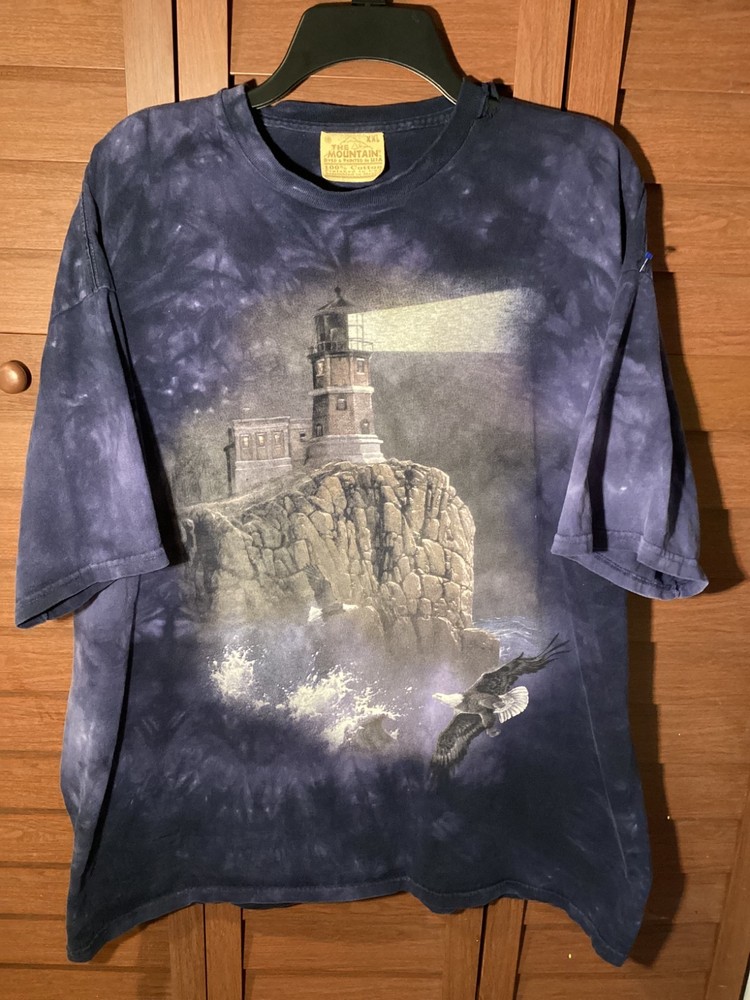 vintage 90s LIGHTHOUSE EAGLE THE MOUNTAIN TIE-DYE T-Shirt 2XL No Tag