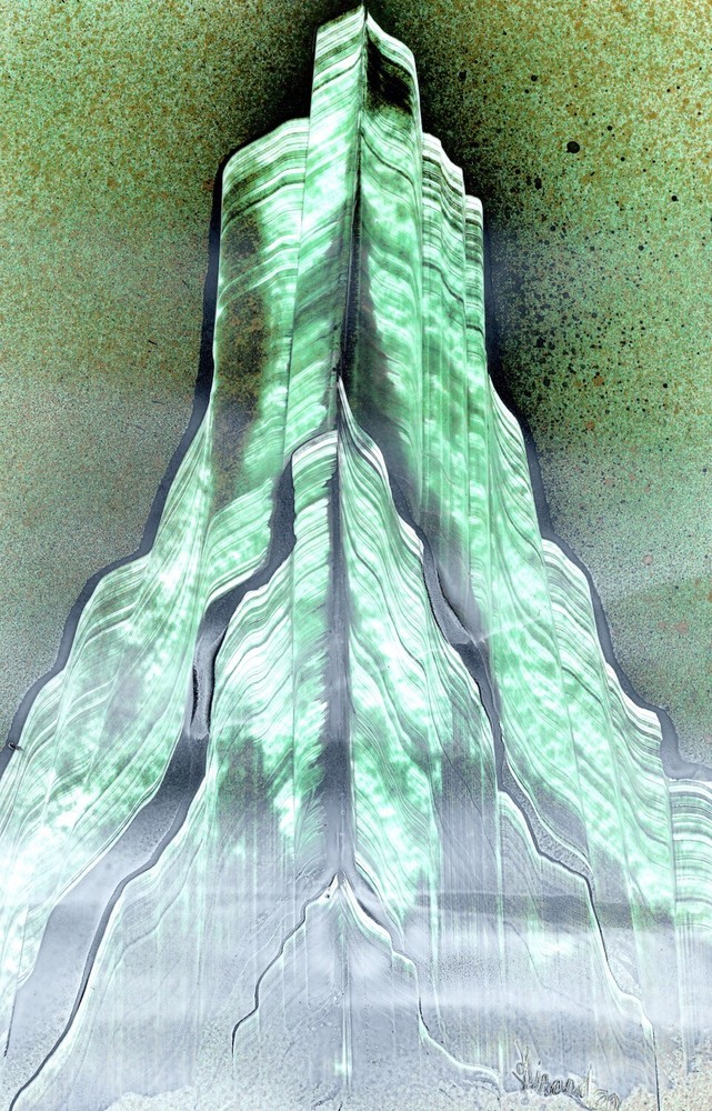 Fern Green Artwork Mountain Scene signed by Jason Girard comes with a mat board.