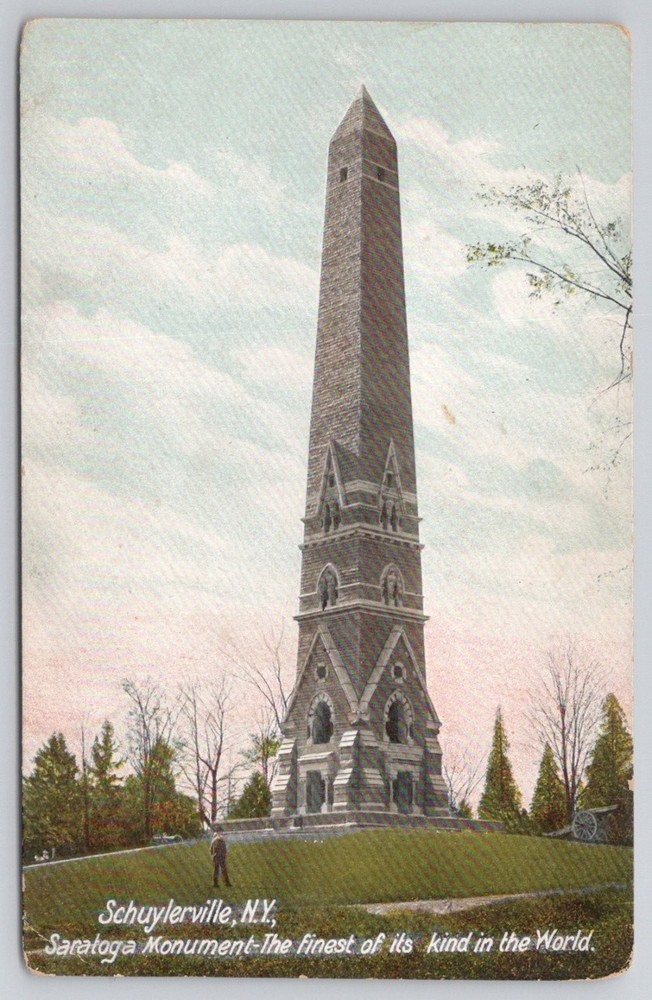 Saratoga Monument Schuylerville NY Postcard Robson & Adee 1900s Obelisk