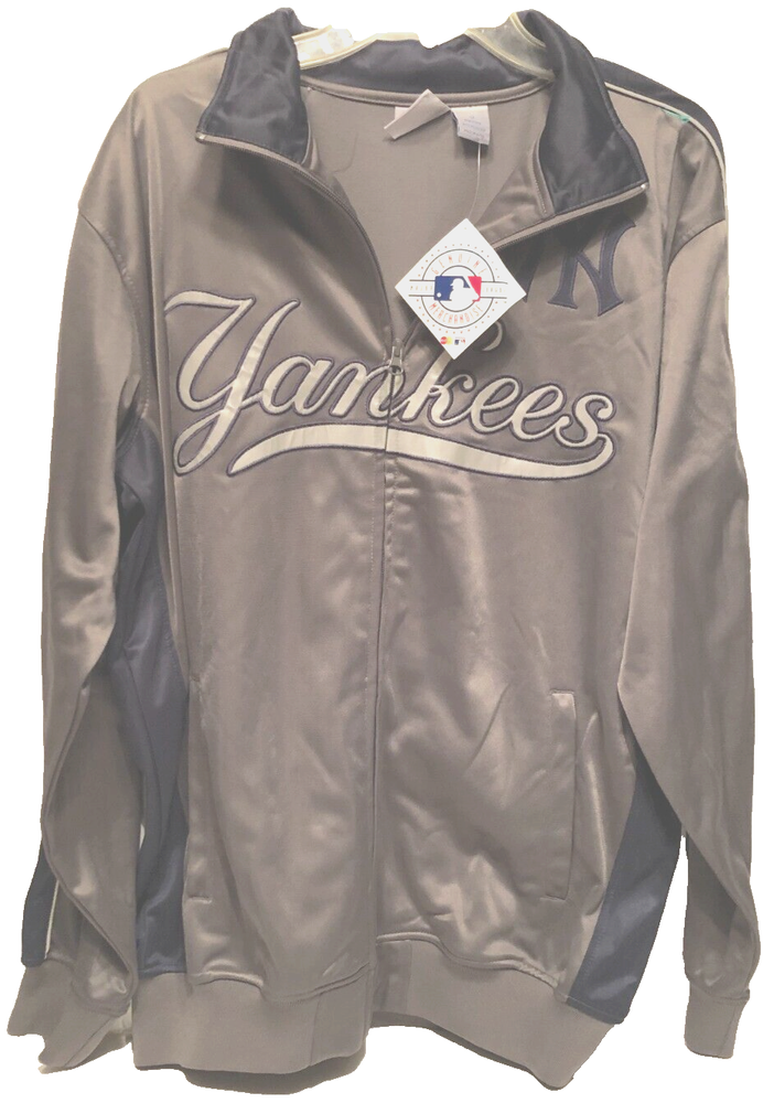 N.Y. Yankees Grayish Blue New Script MLB AL Full Zip Track Jacket Size L Tall