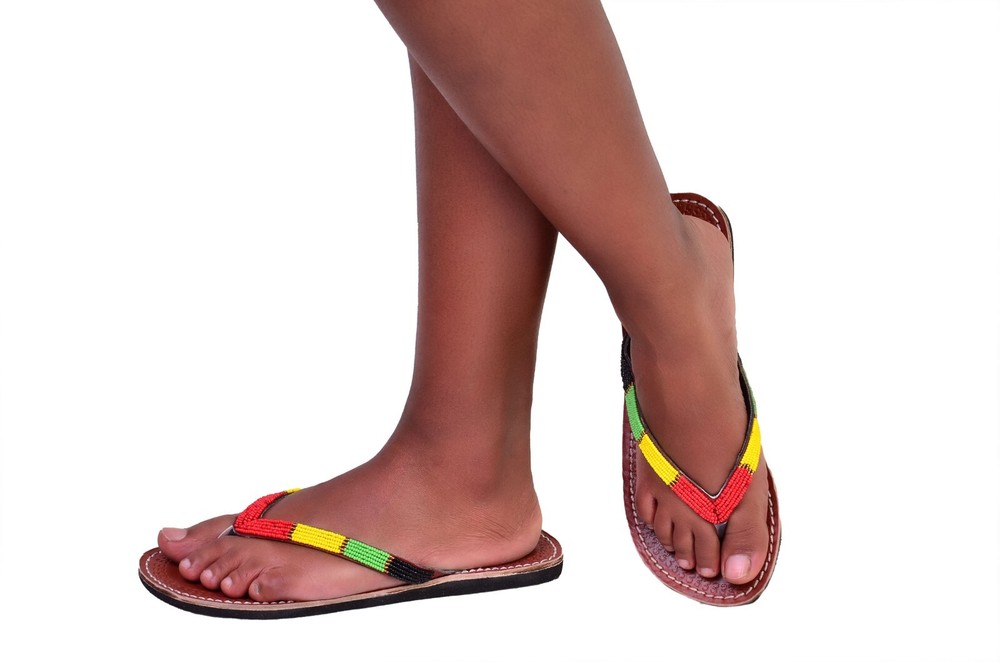 Beaded Women African Slippers Sandals Bohemian Summer Leather Masai Kenyan Rasta