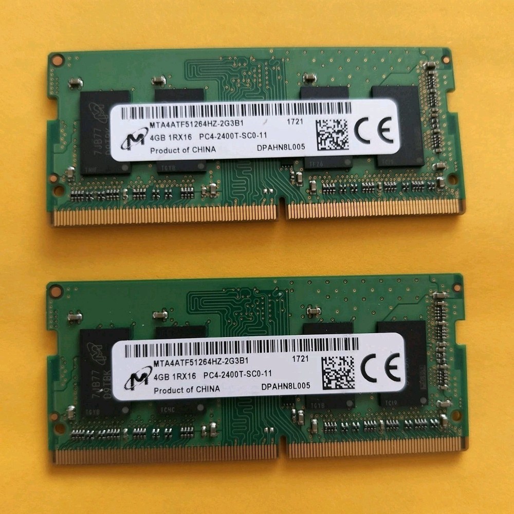 Micron 1Rx16 8GB (2x4GB) DDR4 SO-DIMM PC4-2400T RAM MTA4ATF51264HZ-2G3B1 260-Pin